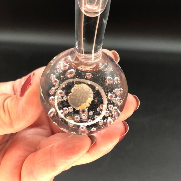 Vtg Kosta Sweden Handblown Controlled Bubble Clear Art Glass Bullicante Bud Vase - Picture 4 of 7